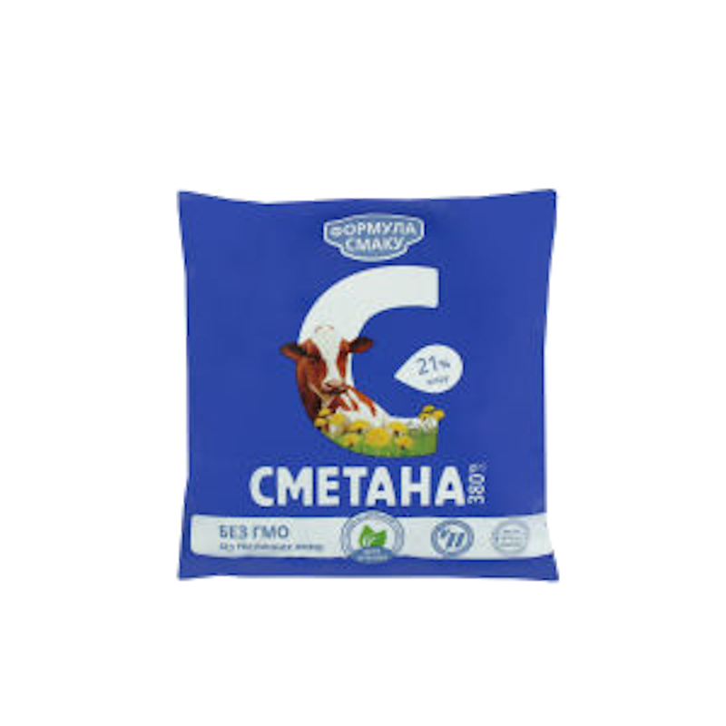 Сметана ФОРМУЛА СМАКУ 21%, 380г, плівка поліетиленова